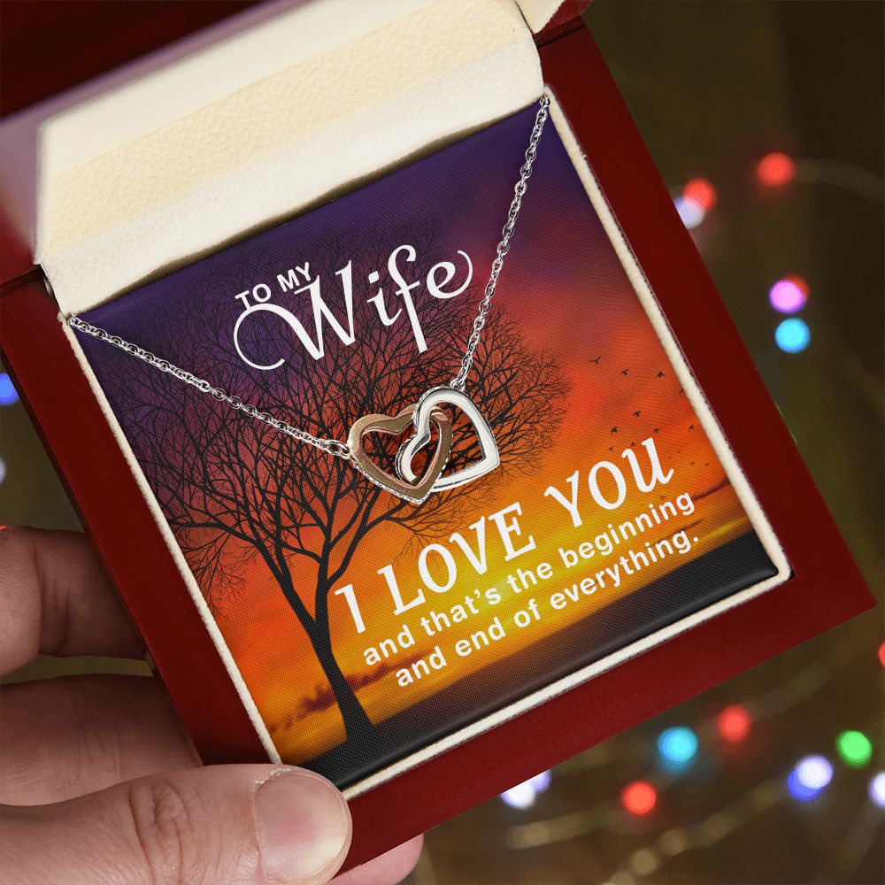 Birthday Gifts For Wife, Necklace Gifts For Wife From Husband, To My Wife Jewelry For Women , To My Wife Necklace  from Husband Wedding Anniversary Present For Wife, Beautiful Wife Jewelry Christmas14 Interlocking Hearts Necklace