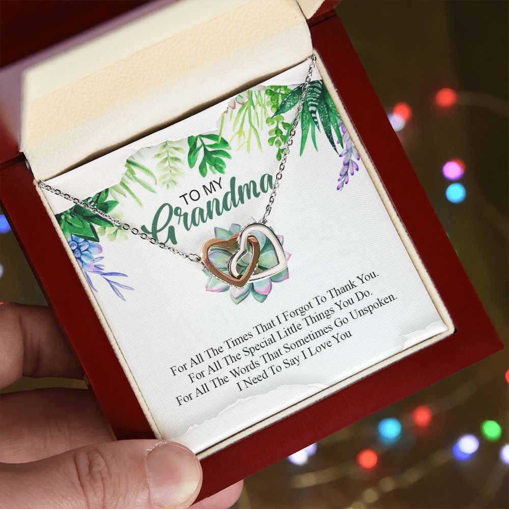 To My Grandma Necklace, Gift for Grandmother Necklace, Mothers Day Gift For Grandma Nana, Grandma Jewelry From Grandchildren GrandKids , Jewelry Box Gift For Grandma Grandmother19 Interlocking Hearts Necklace