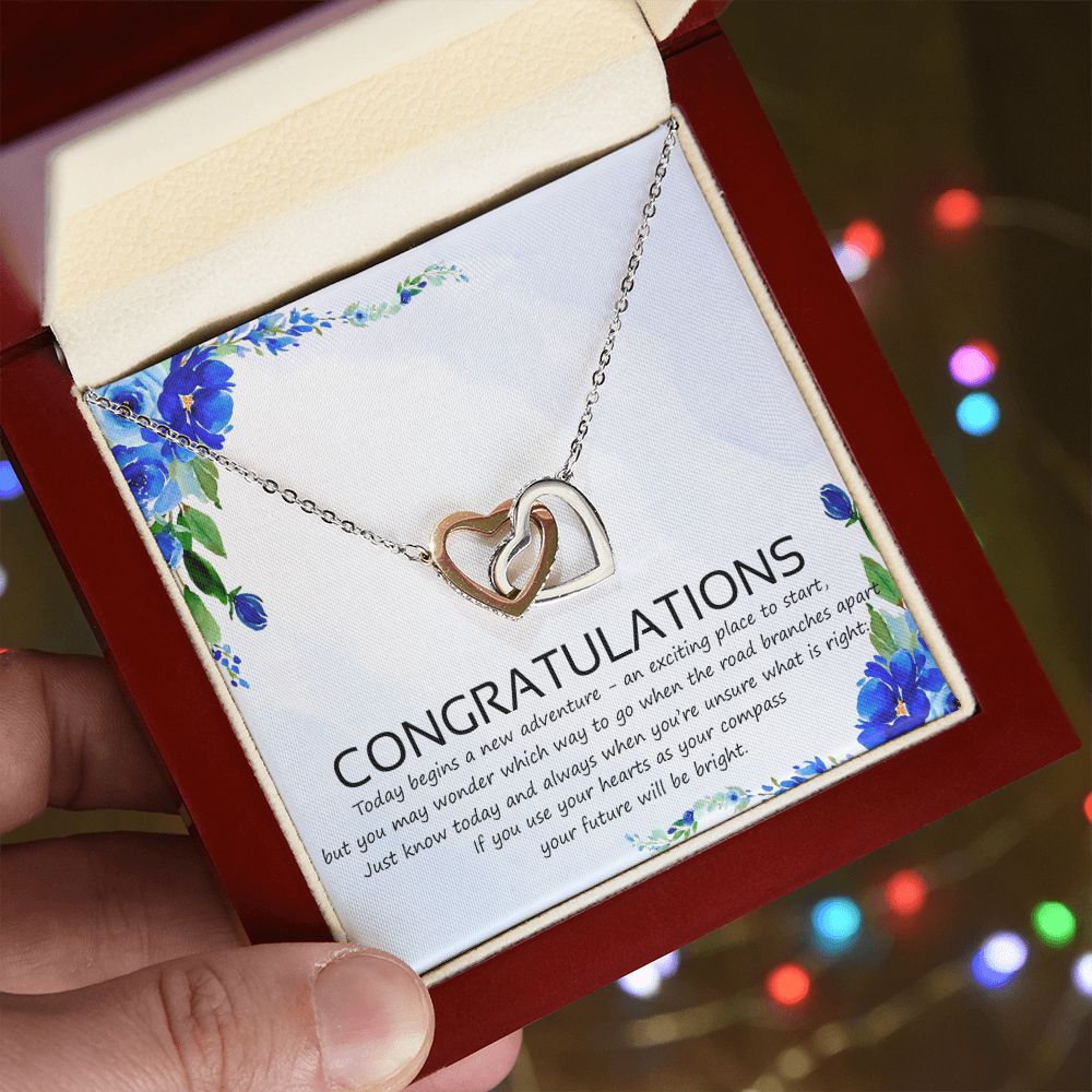 Graduation Compass Necklace - Perfect gift to say congratulations to high school Congrats Graduation Pendants Gift For Daughter, Granddaughter, Niece, Sister Interlocking Hearts Necklace