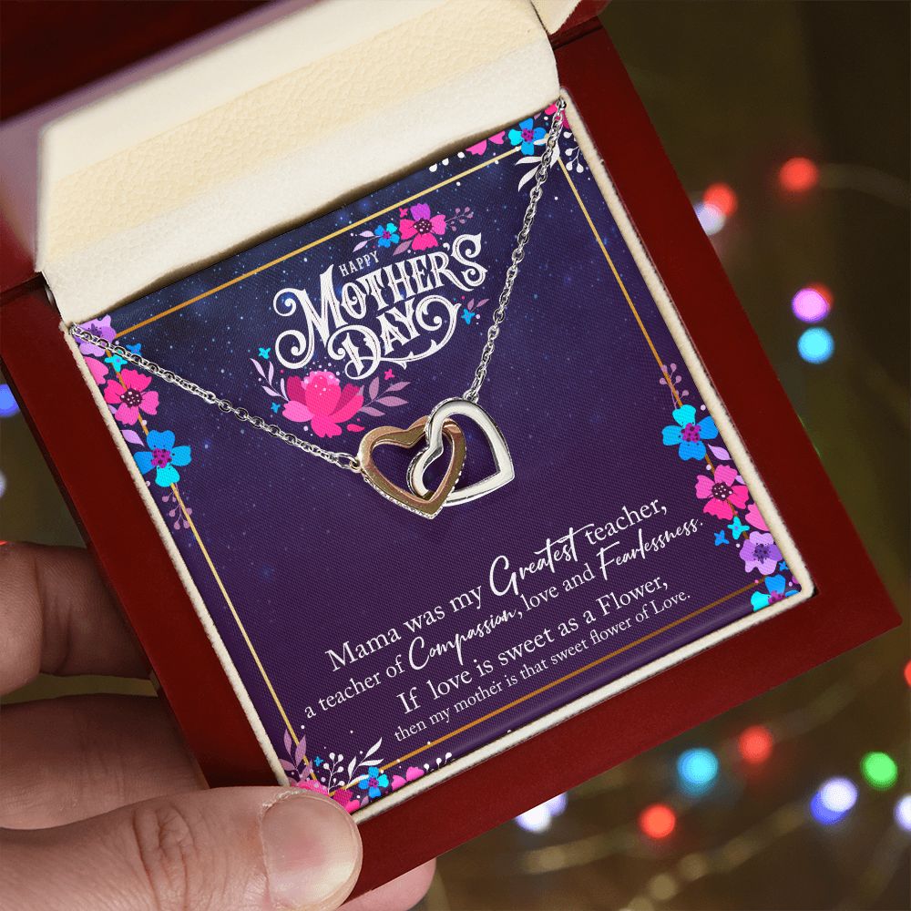 To My Mom Mother Necklace Pendant Gìt From Daughter Or Son Happy Mothers Day Mama Was My Greatest Teacher With Message Card Gift For Mom Interlocking Hearts Necklace