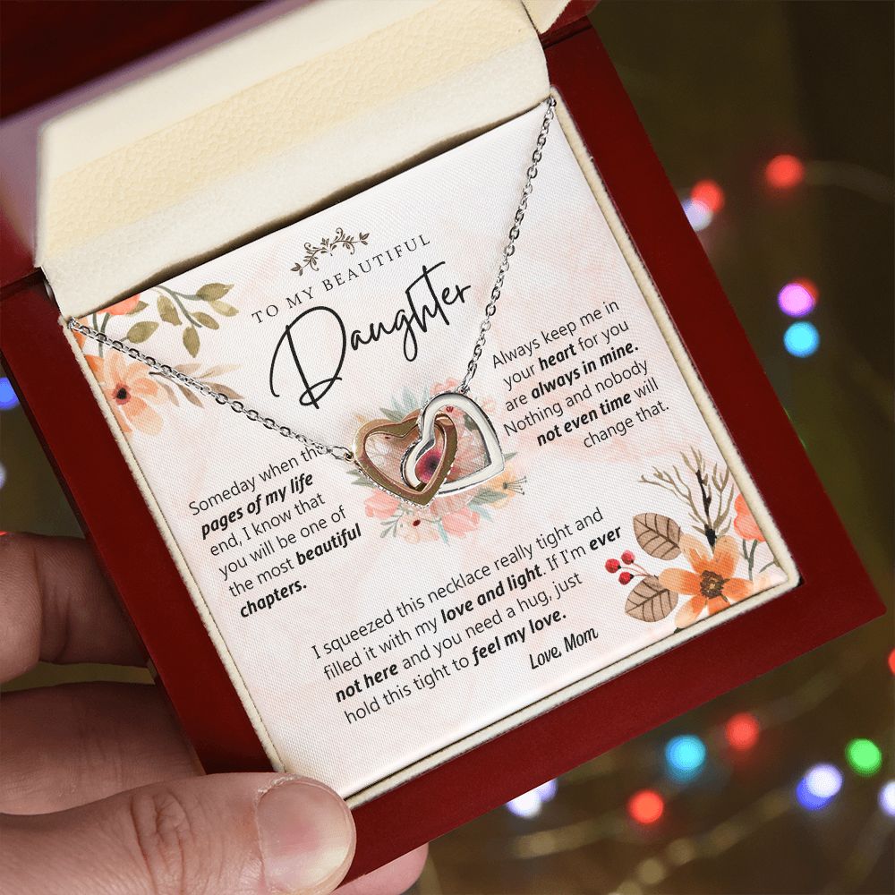 To My Beautiful Daughter Love Knot Necklace Christmas Gift For Daughter From Mom Interlocking Hearts Necklace
