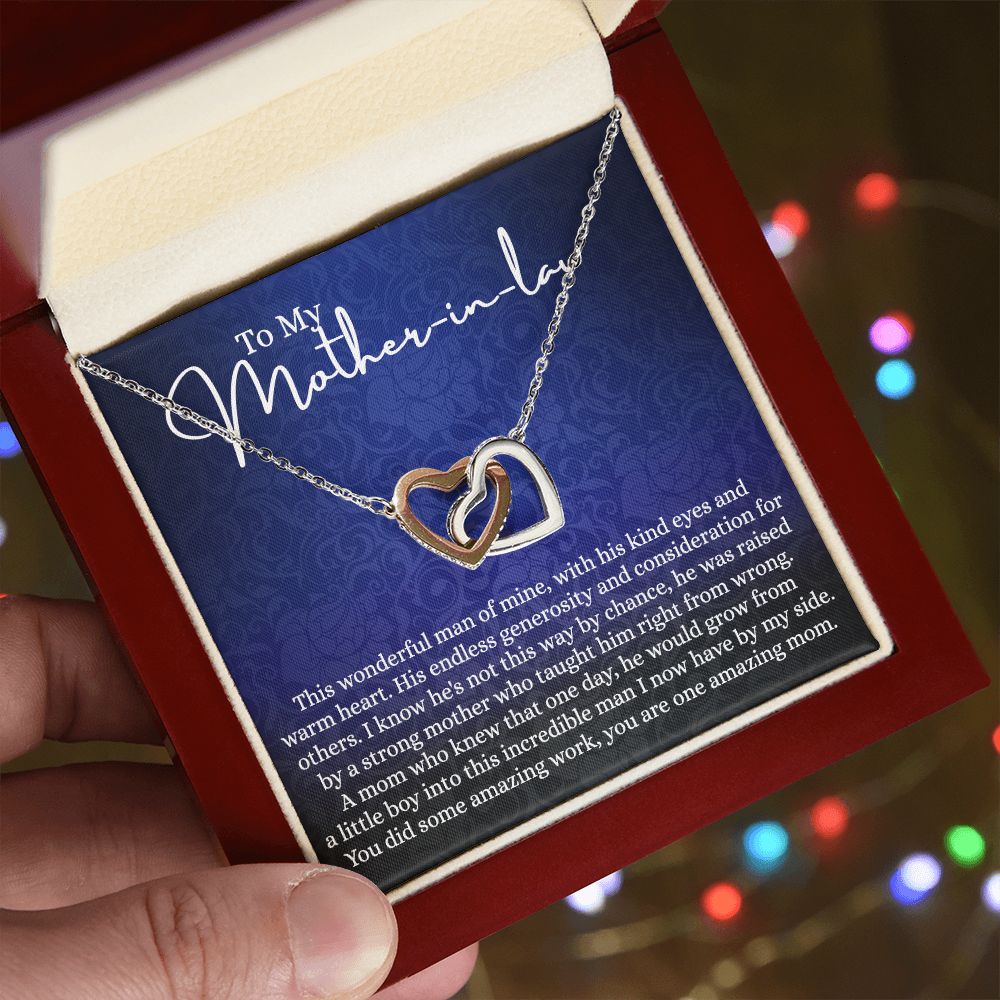 To My Mother in Law Necklace, Mother in Law Gift, Gift for Mother in Law Necklace Jewelry Gift to My Mother-in-law on Wedding Day Mother's day gift for Mother in Law Birthday gift Interlocking Hearts Necklace