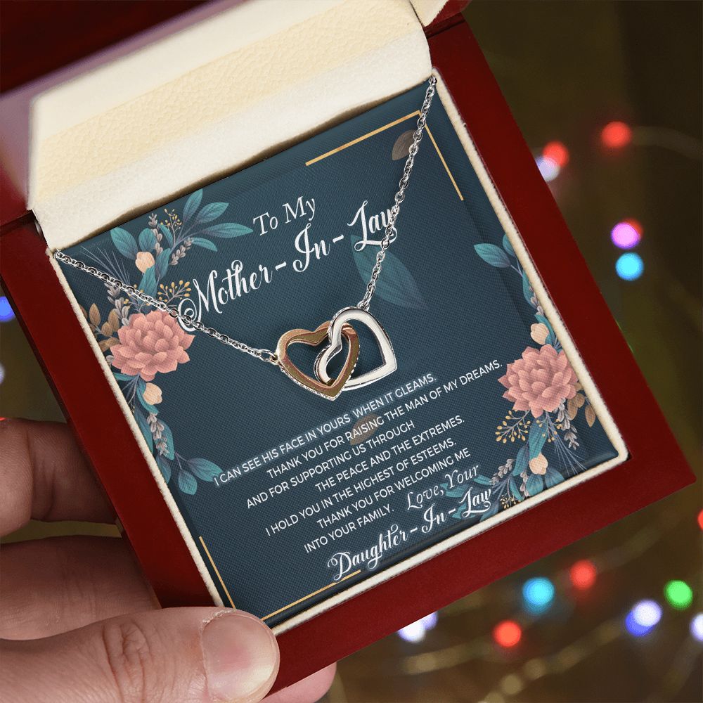 Mother in Law Necklace, Jewelry for Women, Future Mother in Law Gifts from Daughter in Law, Mother of Bride Gifts For Mother in Law, Birthday Gifts For Mother In Law From Daughter In Law2 Interlocking Hearts Necklace
