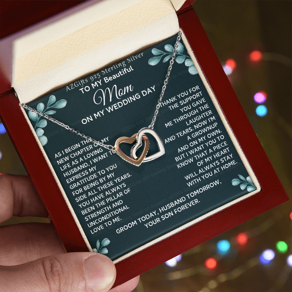 To My Beautiful Mom Necklace from Son, Gift for Mom, Gift from Son for Mother, Mother of Groom Gift, Necklace for Mother of Groom Wedding Day, To my Mom Necklace 301 Interlocking Hearts Necklace