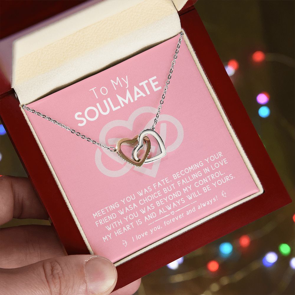 To My Soulmate Forever Love Necklace Gift For Soulmate Jewelry For Girlfriend Interlocking Hearts Necklace