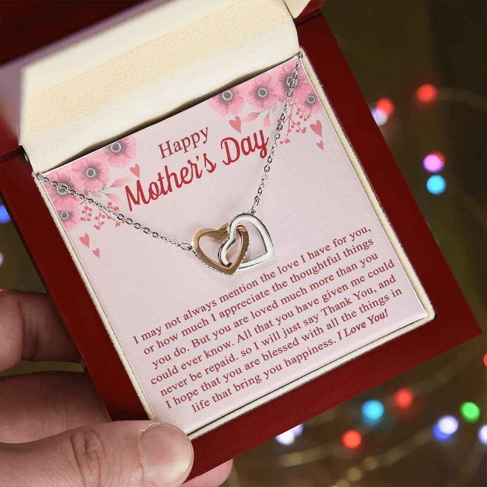 vTo My Mom Angel Mother Necklace Pendant Gift From Daughter Or Son With Message Card Gift For Mom Interlocking Hearts Necklace
