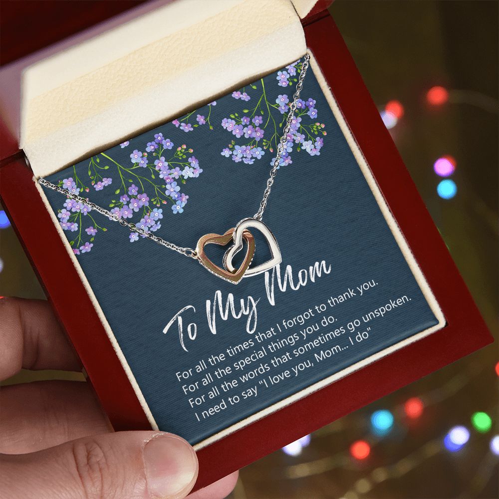 To My Mom Necklace Jewelry Gift, Birthday Gift For Mom, Mother's Day Gift For Mom, Message Card Jewelry Gift For Mom, Meaningful Mom Gift Interlocking Hearts Necklace