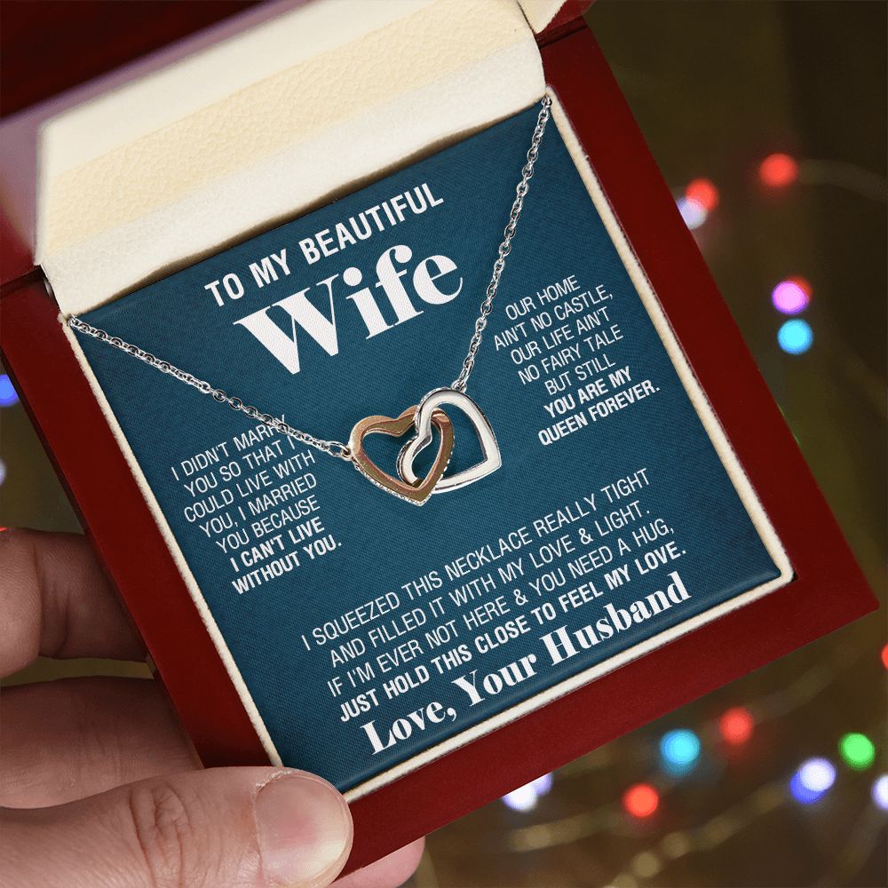 To My Beautiful Wife Necklace, Wedding Anniversary Jewelry For Women, Necklace For Wife from Husband, Gifts For Wife Birthday Gifts Necklace, Jewelry With Message Card In A Gift Box
