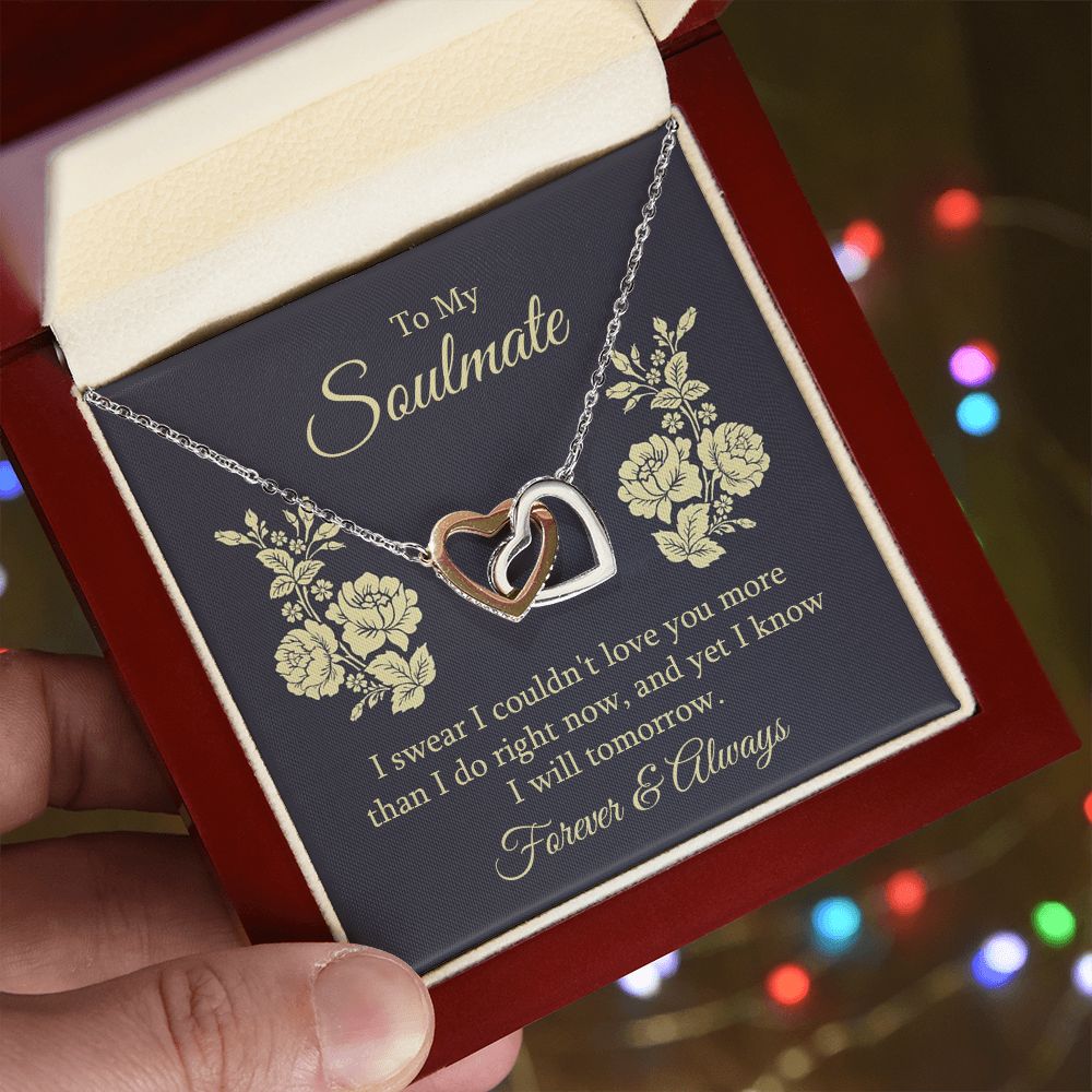 To my soulmate - I swear I couldn't love you Interlocking Hearts Necklace