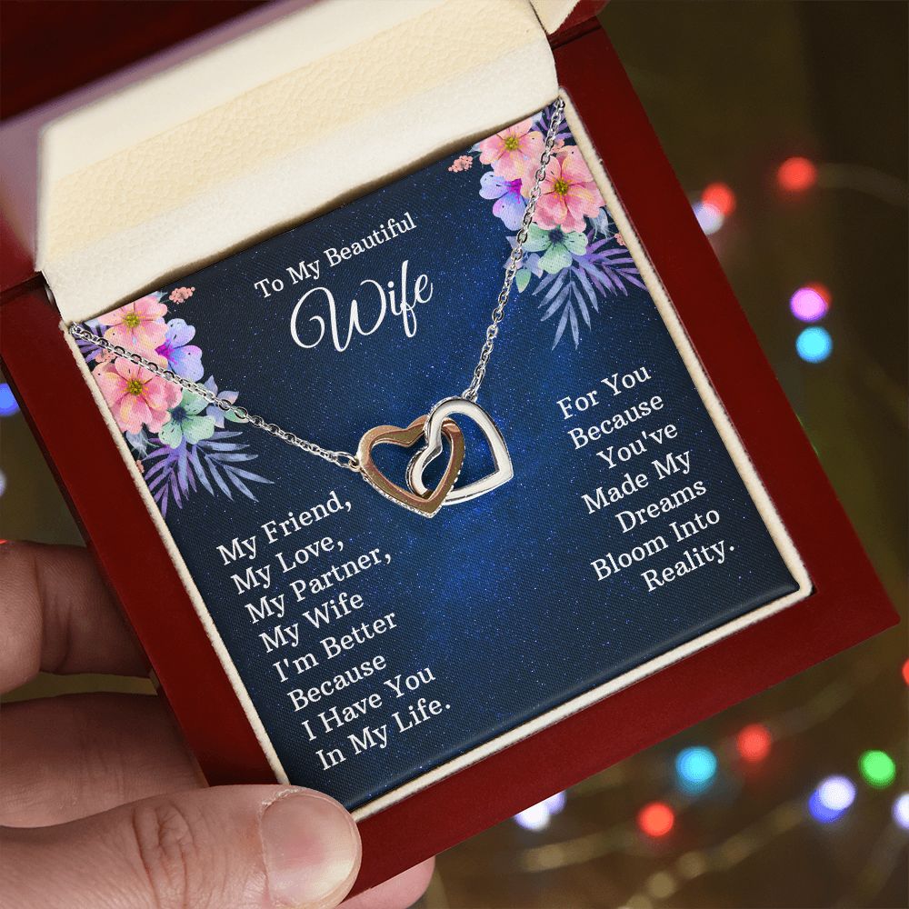 To My Beautiful Wife Necklace, Wedding Anniversary Jewelry For Women, Necklace For Wife from Husband, Gifts For Wife Birthday Gifts Necklace, Jewelry With Message Card In A Gift Box