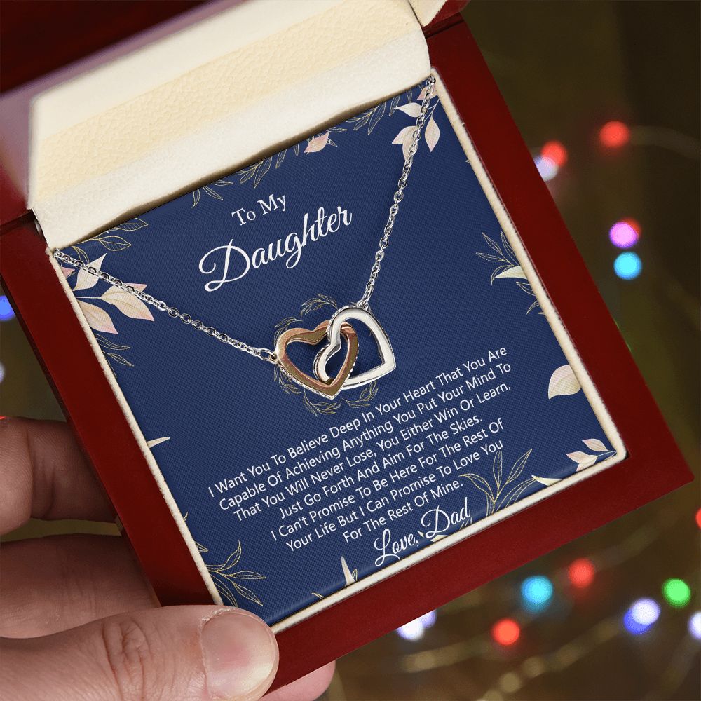 Gift For Daughter from Dad Daughter Father Necklace for Daughter Gift from Dad To My Daughter Necklace Daughters Birthday Christmas Jewelry Birthday Gifts for Women Girls Interlocking Hearts Necklace
