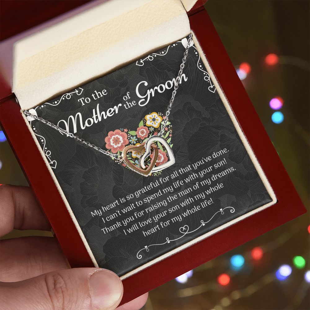 Mother of the Groom Sunflower Bracelet from Bride, Mother of the Groom Jewelry, Unique Mother Of The Groom Wedding Gift, Mom of Groom Gift Interlocking Hearts Necklace