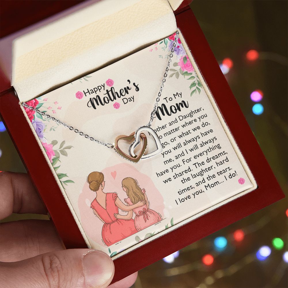 Mom Necklace Gifts for Mom from Daughter to Mom Gifts for Mothers Day from Daughter, To My Mom Necklace from Daughter to Mom Birthday Gifts Necklace with Message Card and Gift Box11 Interlocking Hearts Necklace