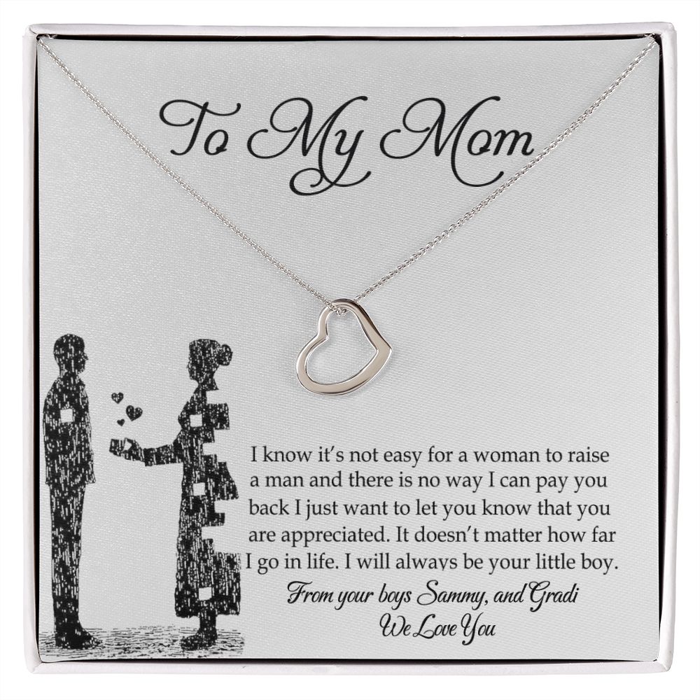 To My Mom Necklace, Gift For Mom, Mother's Day Gift from Son, Mom Jewelry Gift for Mothers Day, Birthday Gift for Mother, Moms Gift from Daughter Son, Necklace for Mom Mother 925 Heart Necklace