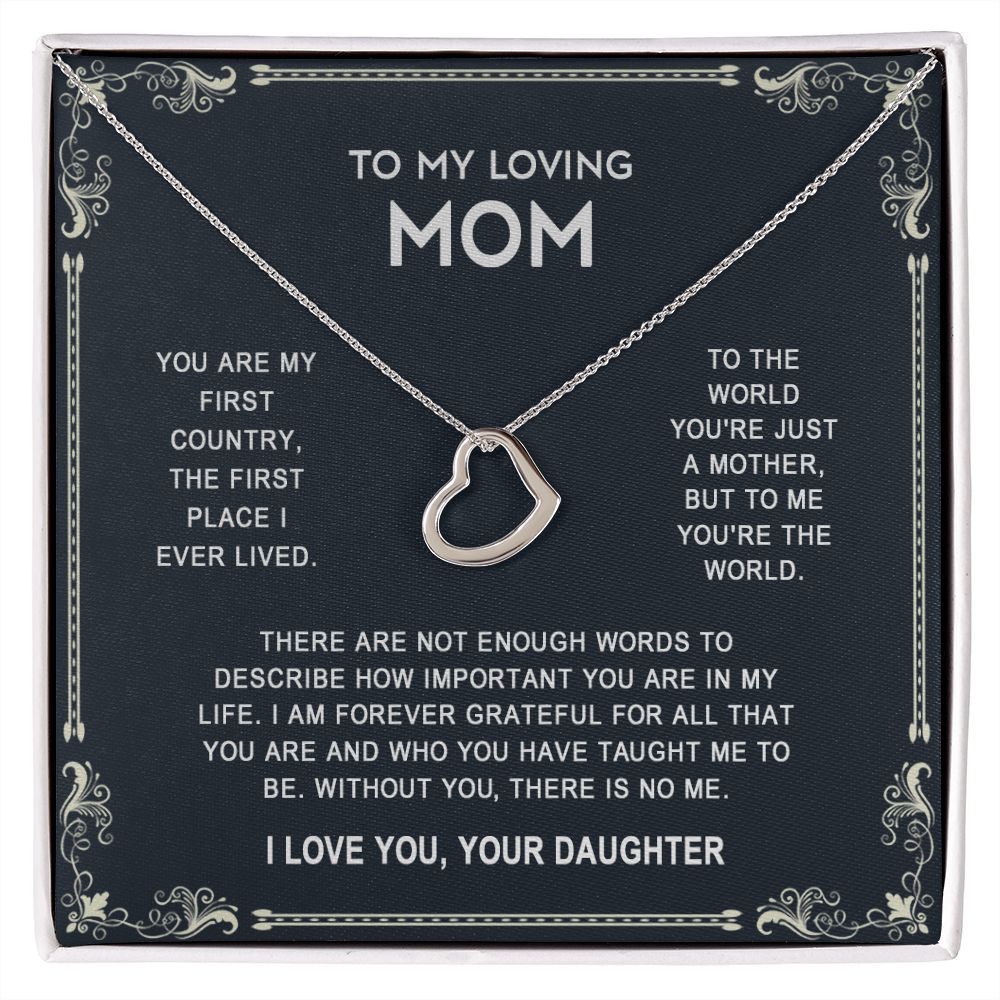 To My Mom Necklace, Gift For Mom, Mother's Day Gift from Daughter, Mom Jewelry Gift for Mothers Day, Birthday Gift for Mother, Moms Gift from Daughter Son, Necklace for Mom Mother 14 925 Heart Necklace