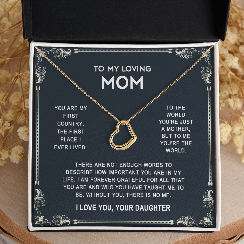 To My Mom Necklace, Gift For Mom, Mother's Day Gift from Daughter, Mom Jewelry Gift for Mothers Day, Birthday Gift for Mother, Moms Gift from Daughter Son, Necklace for Mom Mother 14 925 Heart Necklace