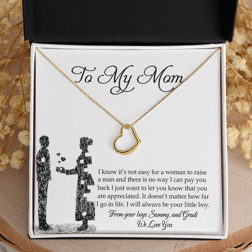 To My Mom Necklace, Gift For Mom, Mother's Day Gift from Son, Mom Jewelry Gift for Mothers Day, Birthday Gift for Mother, Moms Gift from Daughter Son, Necklace for Mom Mother 925 Heart Necklace