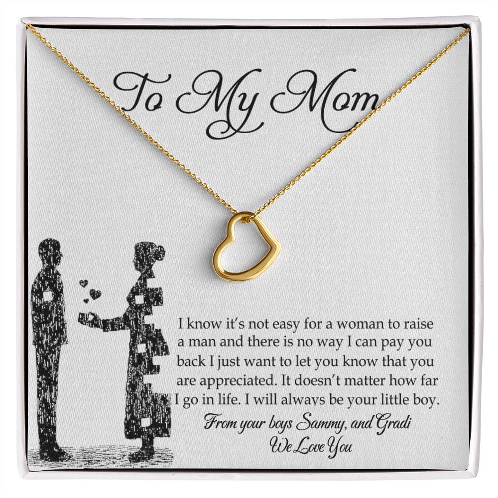 To My Mom Necklace, Gift For Mom, Mother's Day Gift from Son, Mom Jewelry Gift for Mothers Day, Birthday Gift for Mother, Moms Gift from Daughter Son, Necklace for Mom Mother 925 Heart Necklace