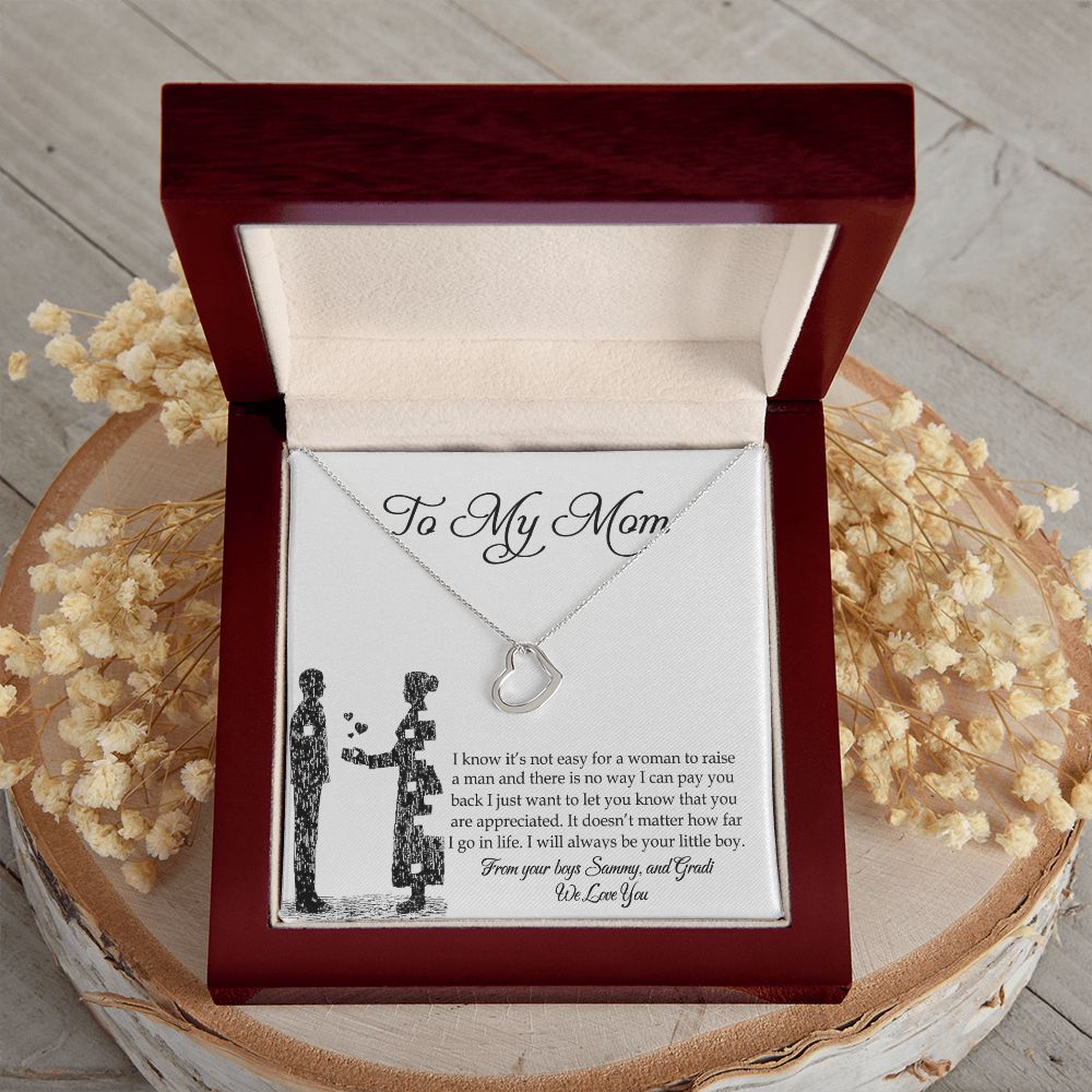 To My Mom Necklace, Gift For Mom, Mother's Day Gift from Son, Mom Jewelry Gift for Mothers Day, Birthday Gift for Mother, Moms Gift from Daughter Son, Necklace for Mom Mother 925 Heart Necklace
