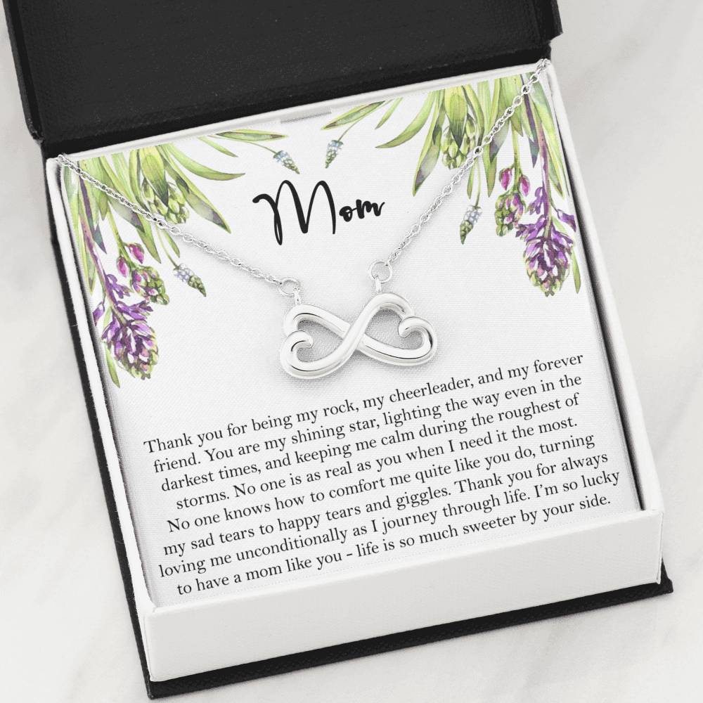 To My Mom Necklace Pendant Gift From Daughter Or Son Happy Mother's Day Gift For Mom Birthday, Anniversary Thank You For Being My Rock 3521 Infinity Hearts Necklace!