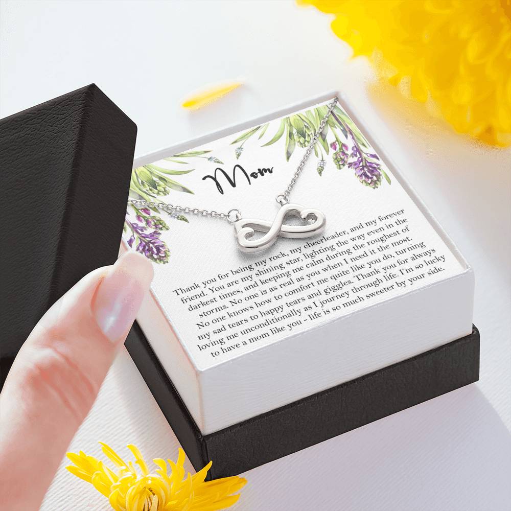 To My Mom Necklace Pendant Gift From Daughter Or Son Happy Mother's Day Gift For Mom Birthday, Anniversary Thank You For Being My Rock 3521 Infinity Hearts Necklace!