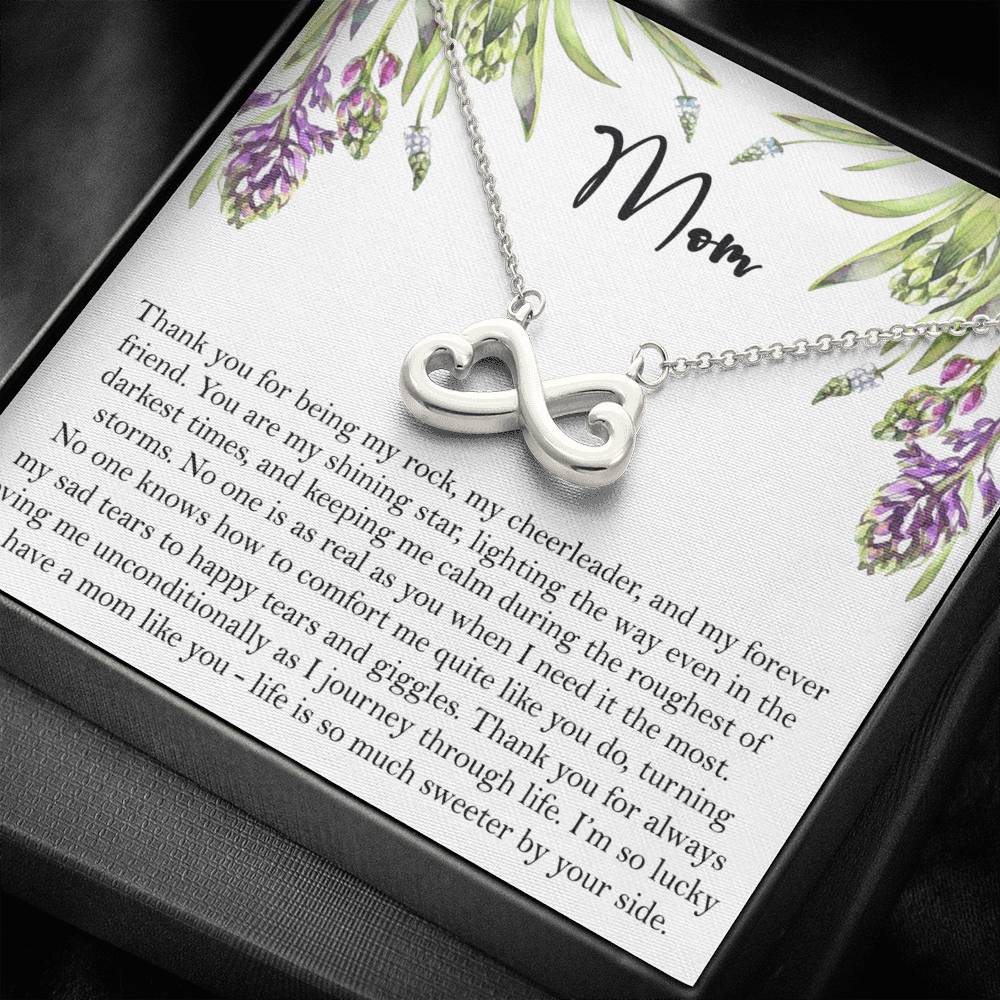 To My Mom Necklace Pendant Gift From Daughter Or Son Happy Mother's Day Gift For Mom Birthday, Anniversary Thank You For Being My Rock 3521 Infinity Hearts Necklace!