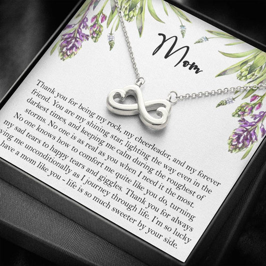 To My Mom Necklace Pendant Gift From Daughter Or Son Happy Mother's Day Gift For Mom Birthday, Anniversary Thank You For Being My Rock 3521 Infinity Hearts Necklace!