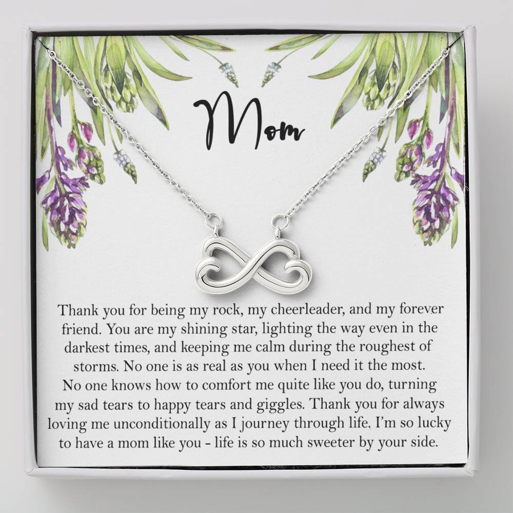 To My Mom Necklace Pendant Gift From Daughter Or Son Happy Mother's Day Gift For Mom Birthday, Anniversary Thank You For Being My Rock 3521 Infinity Hearts Necklace!