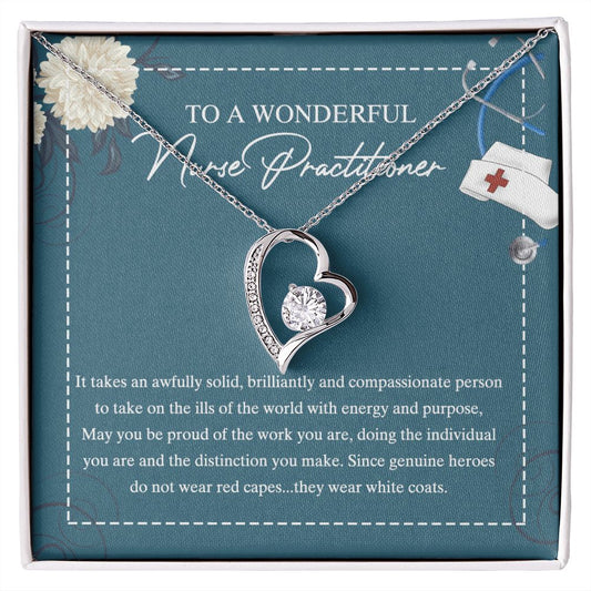 To My Nurse Practitioner Necklace with Box Message Card, Gift For Nurse Jewelry Congrats Graduation Pendants Gift For Daughter, Granddaughter, Niece, Sister Forever Love Necklace