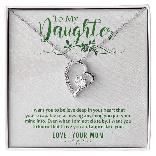 Mother and Daughter Necklace for Girls, To My Daughter Gift Necklace from Mom, Birthday Christmas Gift Graduation Gifts for Daughters, Jewelry Pendant Present for Daughter, Mother Daughter Gift 42 Forever Love Necklace