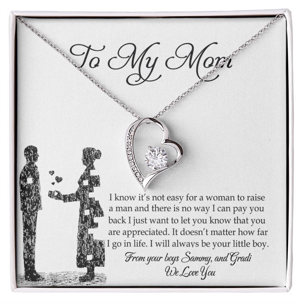To My Mom Necklace, Gift For Mom, Mother's Day Gift from Son, Mom Jewelry Gift for Mothers Day, Birthday Gift for Mother, Moms Gift from Daughter Son, Necklace for Mom Mother Forever Love Necklace