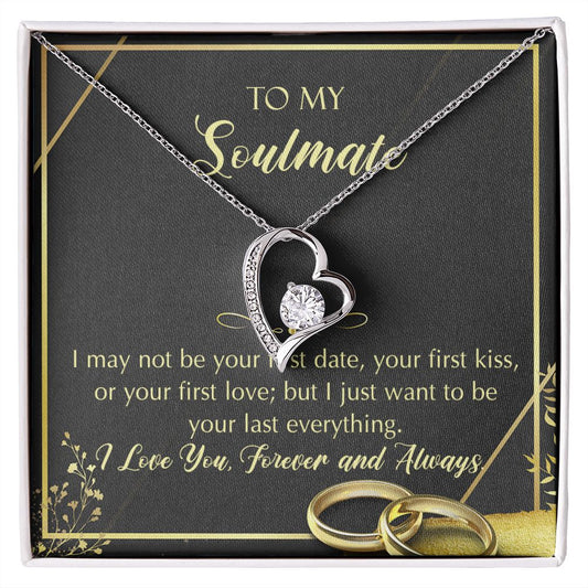 To My Soulmate Necklace for Women Birthday Christmas Jewelry Gifts For My Wife with Message Card Box Personalized Gift Present Pendant for Future Wife Soulmate Girlfriend Love 28 Forever Love Necklace