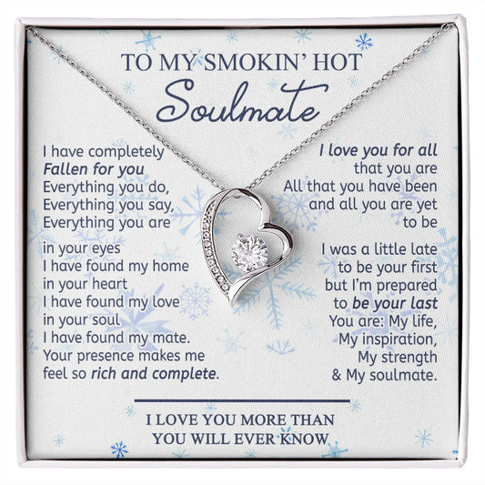 To My Smokin Hot Soulmate Necklace - Wife Gifts From Husband To My Wife Necklace, Gift for Her Romantic, Girlfriend Gifts Necklace for Wife from Men Includes Message Card and Gift Box 13 Forever Love Necklace