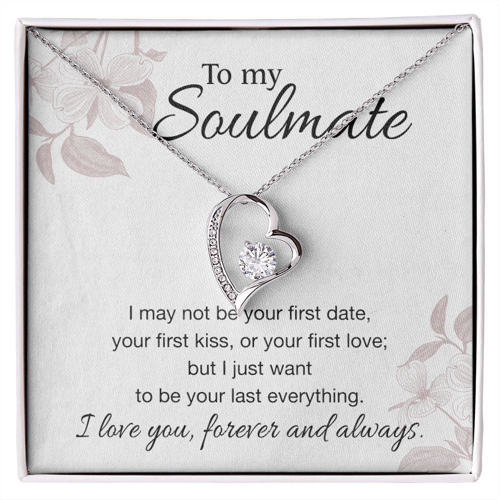 To My Soulmate Necklace for Women Birthday Valentines Day Jewelry Gifts For My Wife with Message Card Box Personalized Gift Present Pendant for Future Wife Soulmate Girlfriend Love 3 Forever Love Necklace
