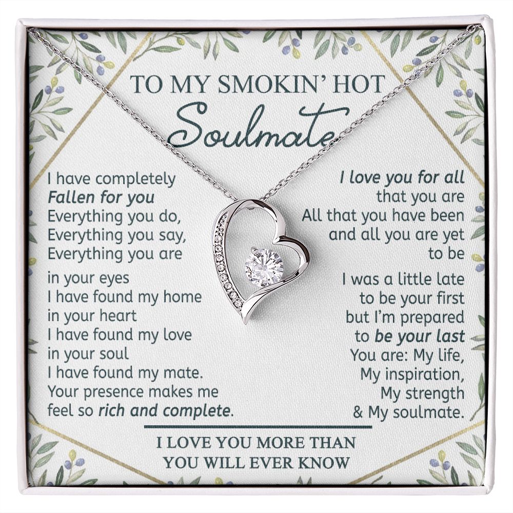 To My Smokin Hot Soulmate Necklace - Wife Gifts From Husband To My Wife Necklace, Gift for Her Romantic, Girlfriend Gifts Necklace for Wife from Men Includes Message Card and Gift Box 18 Forever Love Necklace
