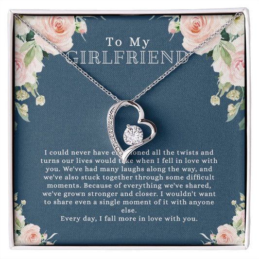 To My Girlfriend Necklace from Boyfriend, Personalized Necklace for Women, Luxury Necklace for Girlfriend, Wedding Anniversary Present For Her, Girlfriend Gift Jewelry Christmas Birthday Gift4 Forever Love Necklace