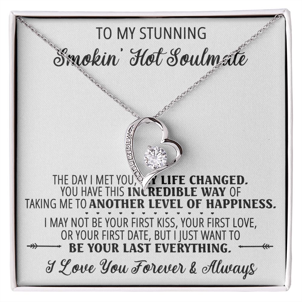 To My Smokin Hot Soulmate Necklace - Wife Gifts From Husband To My Wife Necklace, Gift for Her Romantic, Girlfriend Gifts Necklace for Wife from Men Includes Message Card and Gift Box 1 Forever Love Necklace
