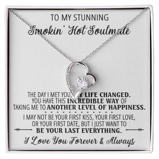 To My Smokin Hot Soulmate Necklace - Wife Gifts From Husband To My Wife Necklace, Gift for Her Romantic, Girlfriend Gifts Necklace for Wife from Men Includes Message Card and Gift Box 1 Forever Love Necklace
