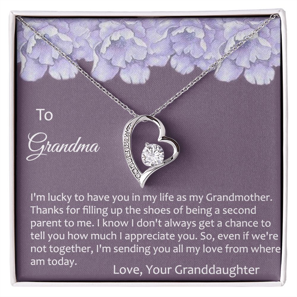 To My Grandma Necklace, Gift for Grandmother Necklace, Mothers Day Gift For Grandma Nana, Grandma Jewelry From Grandchildren GrandKids , Jewelry Box Gift For Grandma Grandmother21 Forever Love Necklace