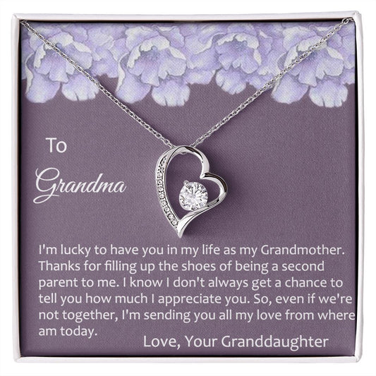 To My Grandma Necklace, Gift for Grandmother Necklace, Mothers Day Gift For Grandma Nana, Grandma Jewelry From Grandchildren GrandKids , Jewelry Box Gift For Grandma Grandmother21 Forever Love Necklace