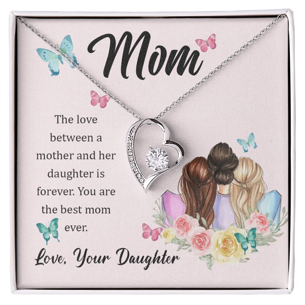 Mom Necklace Gifts for Mom from Daughter to Mom Gifts for Mothers Day from Daughter, To My Mom Necklace from Daughter to Mom Birthday Gifts Necklace with Message Card and Gift Box21 Forever Love Necklace