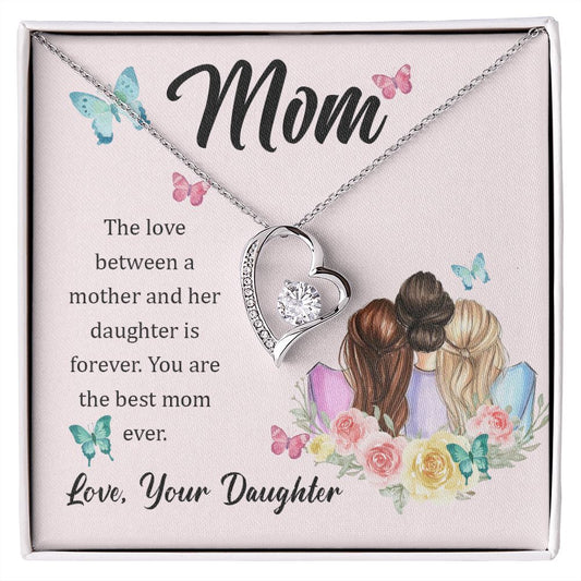 Mom Necklace Gifts for Mom from Daughter to Mom Gifts for Mothers Day from Daughter, To My Mom Necklace from Daughter to Mom Birthday Gifts Necklace with Message Card and Gift Box21 Forever Love Necklace