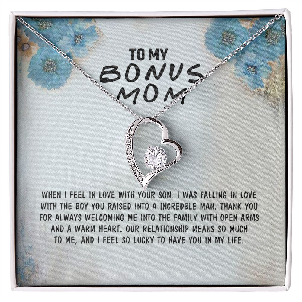 Mother Daughter Necklace as Daughter Gift from Mom, Mom Necklace as Christmas Gift for Mom from Son, Birthday Gift for Mother in Law Necklace, Bonus Mom Gifts for Step Mom Necklace4 Forever Love Necklace