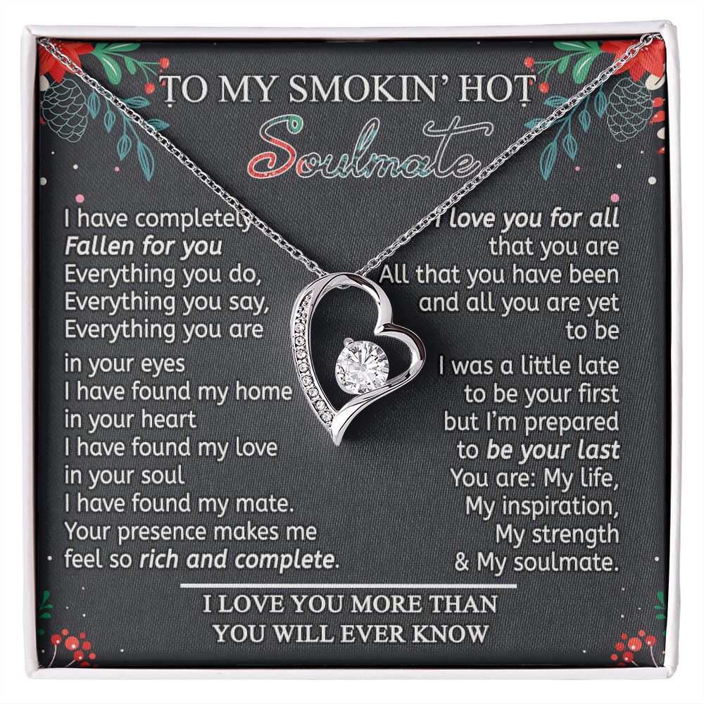 To My Smokin Hot Soulmate Necklace - Wife Gifts From Husband To My Wife Necklace, Gift for Her Romantic, Girlfriend Gifts Necklace for Wife from Men Includes Message Card and Gift Box 15 Forever Love Necklace