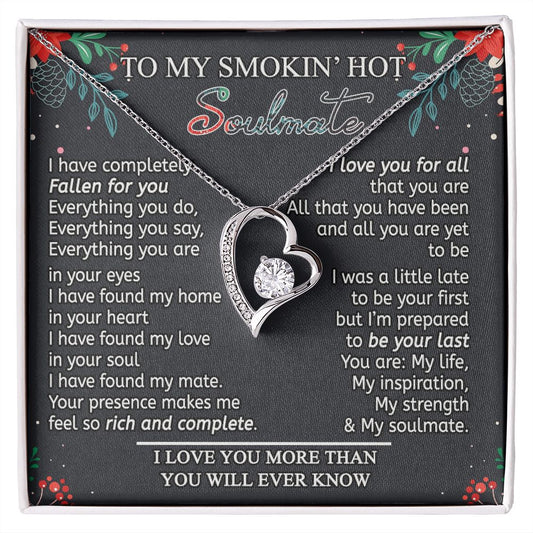 To My Smokin Hot Soulmate Necklace - Wife Gifts From Husband To My Wife Necklace, Gift for Her Romantic, Girlfriend Gifts Necklace for Wife from Men Includes Message Card and Gift Box 15 Forever Love Necklace
