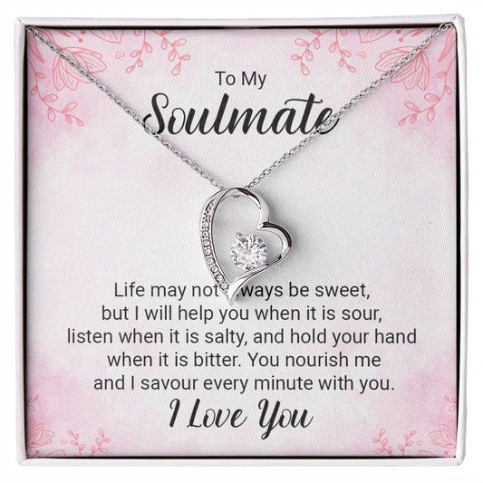 To My Soulmate Necklace for Women Birthday Christmas Jewelry Gifts For My Wife with Message Card Box Personalized Gift Present Pendant for Future Wife Soulmate Girlfriend Love 15 Forever Love Necklace