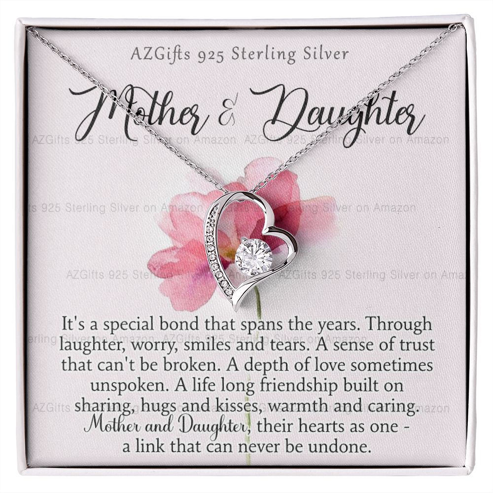 Mother Daughter Necklace with Message Card Mother Daughter Gift Mom Birthday Gift Necklace for Mom from Daughter Gift Birthday Gift for Mom Daughter Gift from Mom 301 Forever Love Necklace