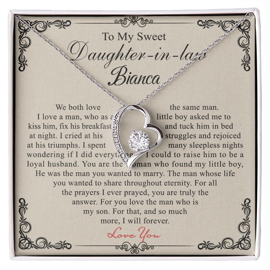 Daughter In Law Gifts Ideas, Daughter In Law Necklace, Gifts For Future Daughter In Law, Daughter In Law Birthday Gifts, Daughter-in-law Gifts From Mother In Law, Birthday Gifts For Daughter4 Forever Love Necklace