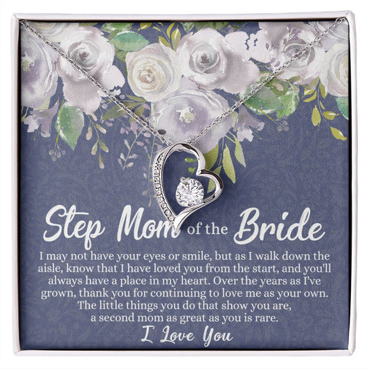 To My Stepmother of the Bride Necklace, Stepmother of the Bride Gifts Idea, Necklace for Stepmom of the Bride Gifts, Wedding Gifts for Stepmom, Gifts for Step Mother of the Bride Forever Love Necklace