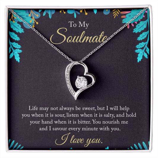 To My Soulmate Necklace for Women Birthday Christmas Jewelry Gifts For My Wife with Message Card Box Personalized Gift Present Pendant for Future Wife Soulmate Girlfriend Love 16 Forever Love Necklace